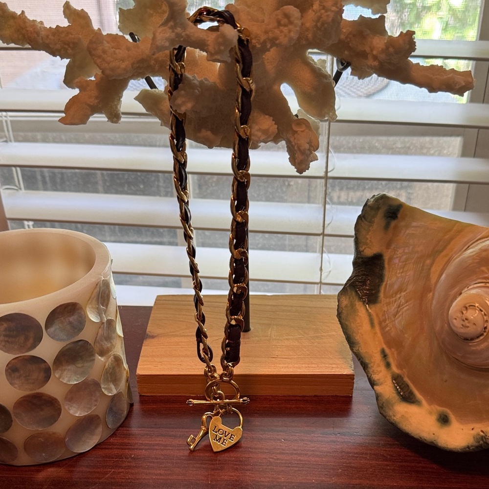 Juicy Couture Gold and Brown Love Lock Necklace